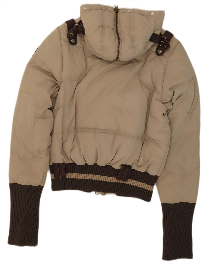 Frankie Morello Chaqueta acolchada con capucha para mujer IT 42 Small Beige Poliéster