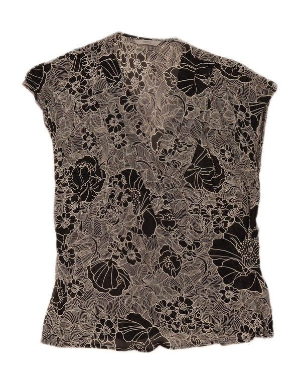 Marks & Spencer Blusa para Mujer Top UK 46 Grande Negro Floral