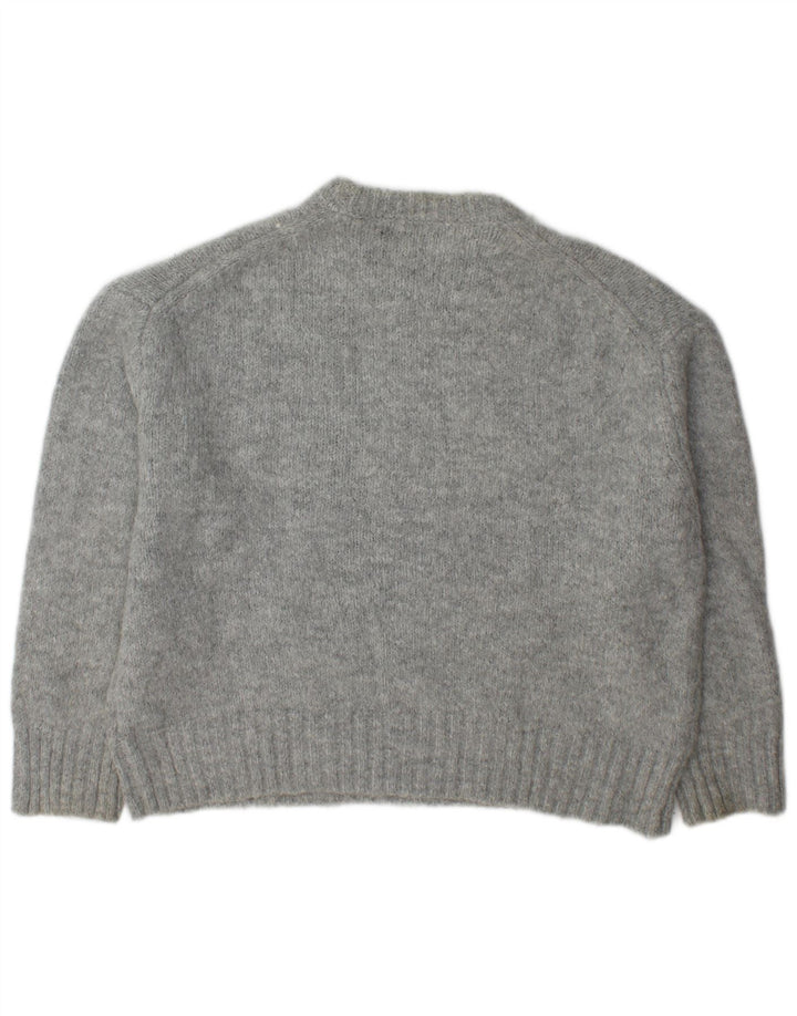 Zara Suéter De Cuello Redondo De Gran Tamaño para Mujer UK 44 Acrílico Gris Medio