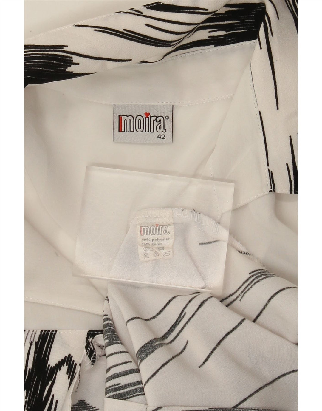 Blusa vintage de manga 3/4 para mujer IT 42 Poliéster a rayas blancas medianas