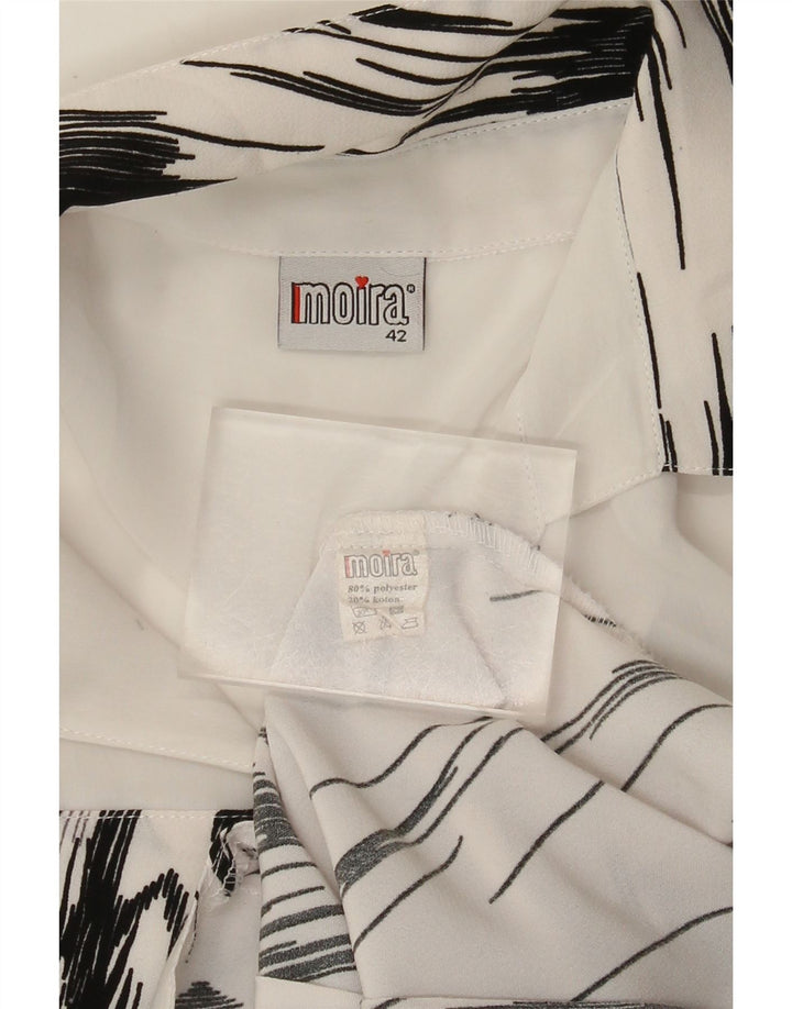 Blusa vintage de manga 3/4 para mujer IT 42 Poliéster a rayas blancas medianas