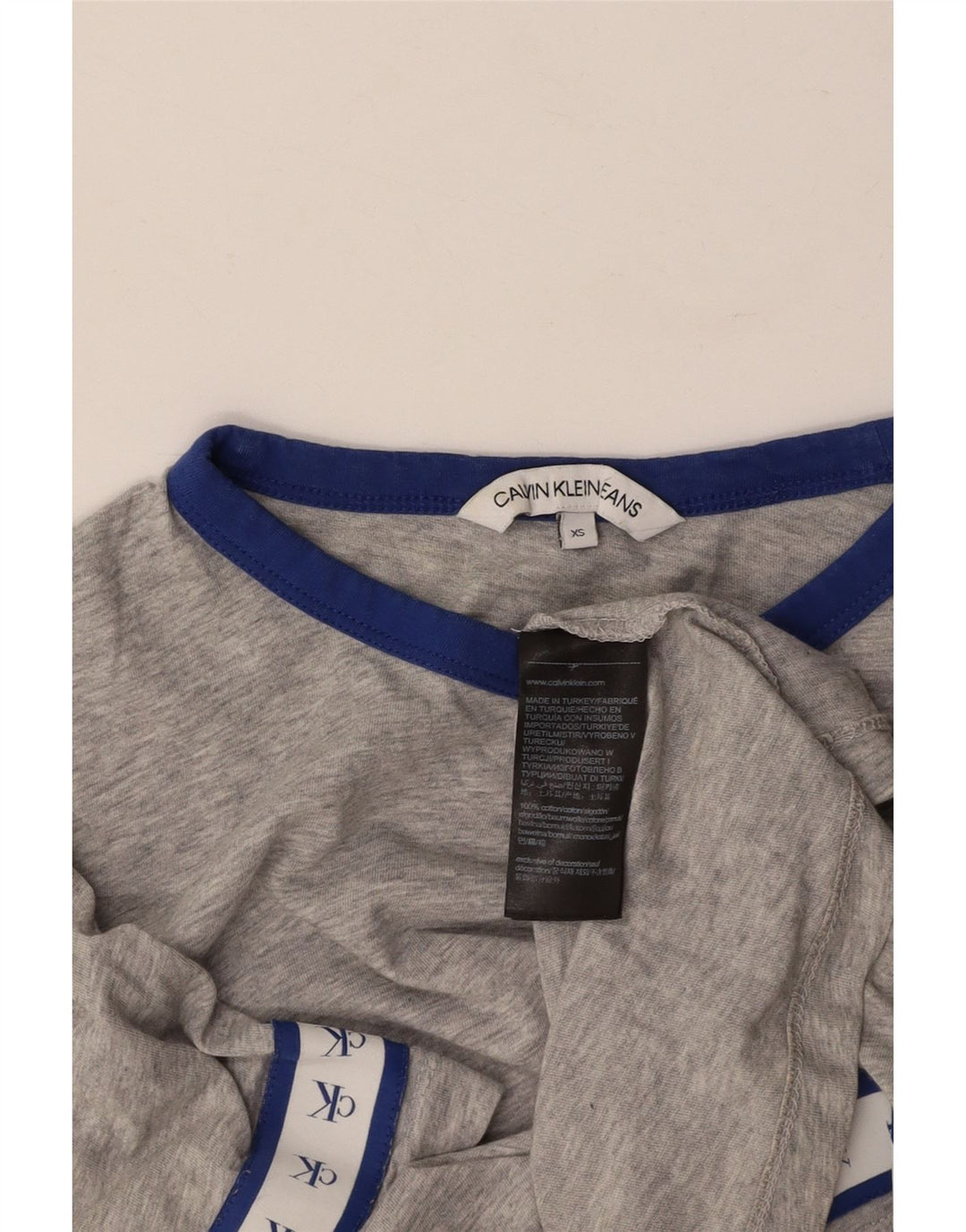 CALVIN KLEIN Camiseta corta con gráfico para mujer UK 6 XS Gris Algodón