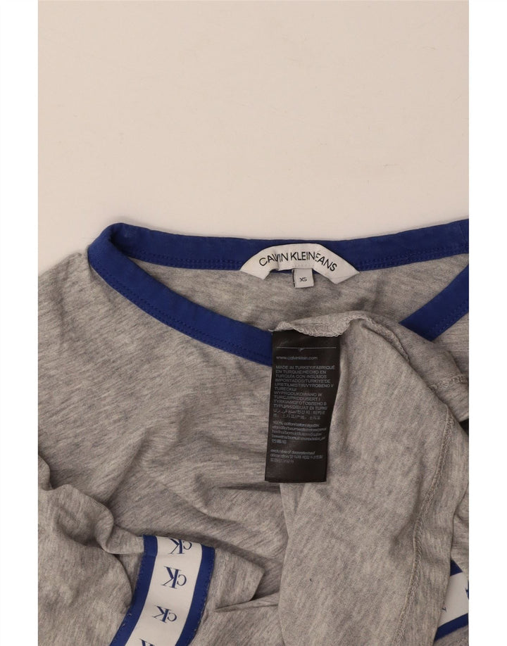 CALVIN KLEIN Camiseta corta con gráfico para mujer UK 6 XS Gris Algodón