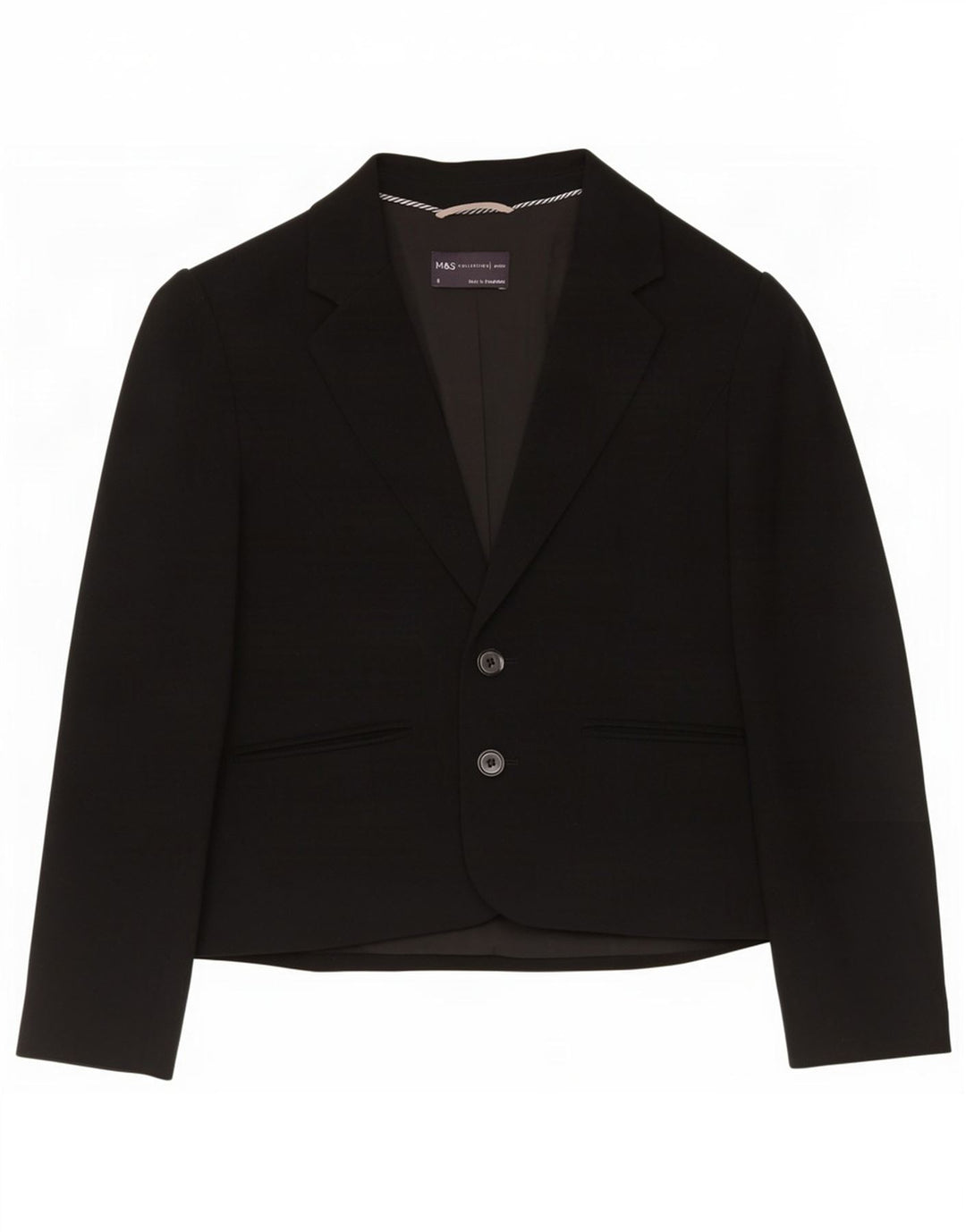 Marks & Spencer Chaqueta tipo blazer de 2 botones para mujer UK 6 XS Poliéster negro