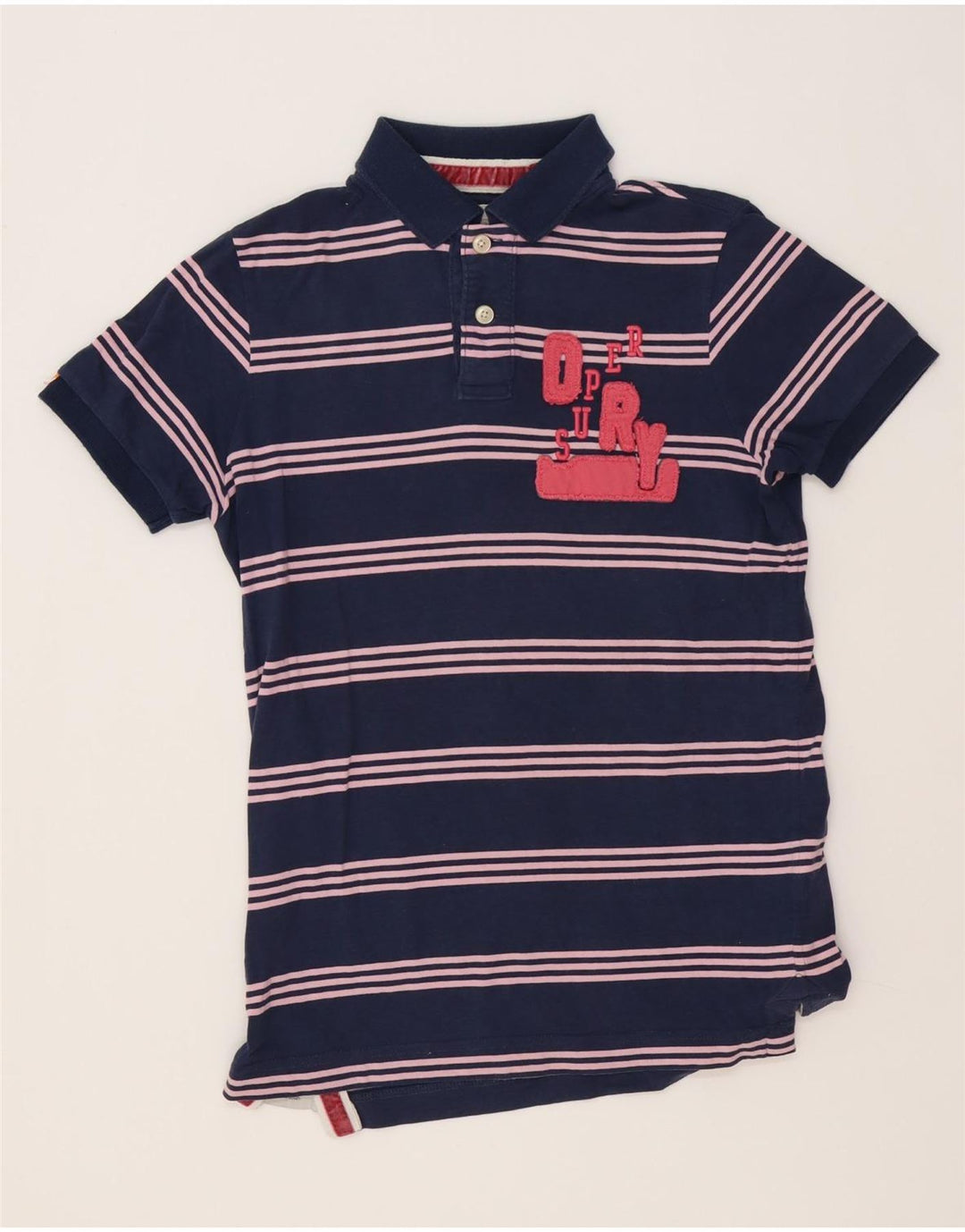 Superdry Polo gráfico de algodón a rayas en azul marino medio para hombre