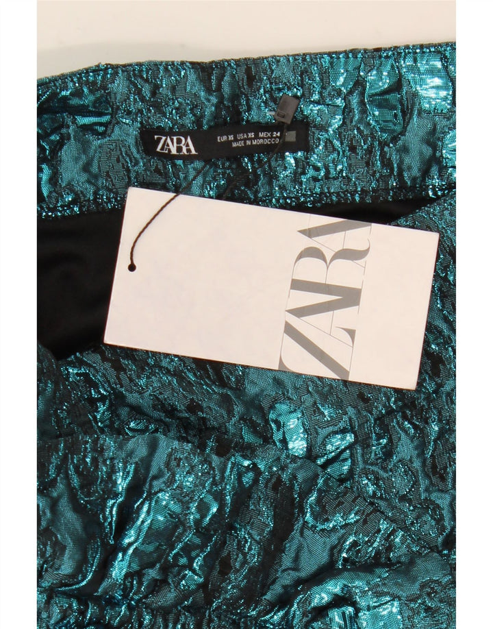 Zara Mujer Mini Falda XS W24 Azul Floral Poliéster