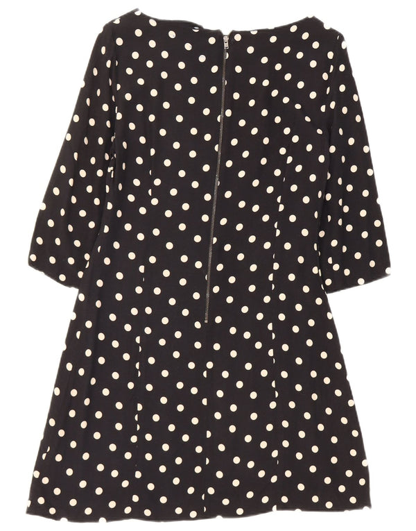 Zara Vestido acampanado de manga 3/4 para mujer UK 40 Small Azul marino con lunares