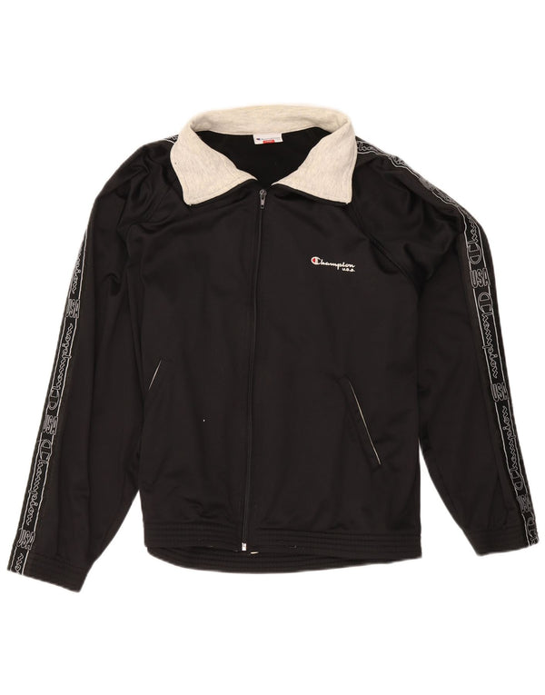 Champion Mens Graphic Chándal Top Chaqueta Grande Poliéster Negro