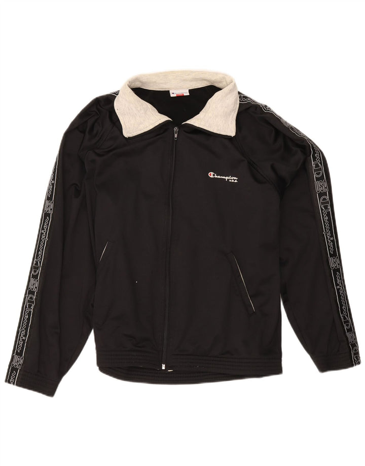 Champion Mens Graphic Chándal Top Chaqueta Grande Poliéster Negro
