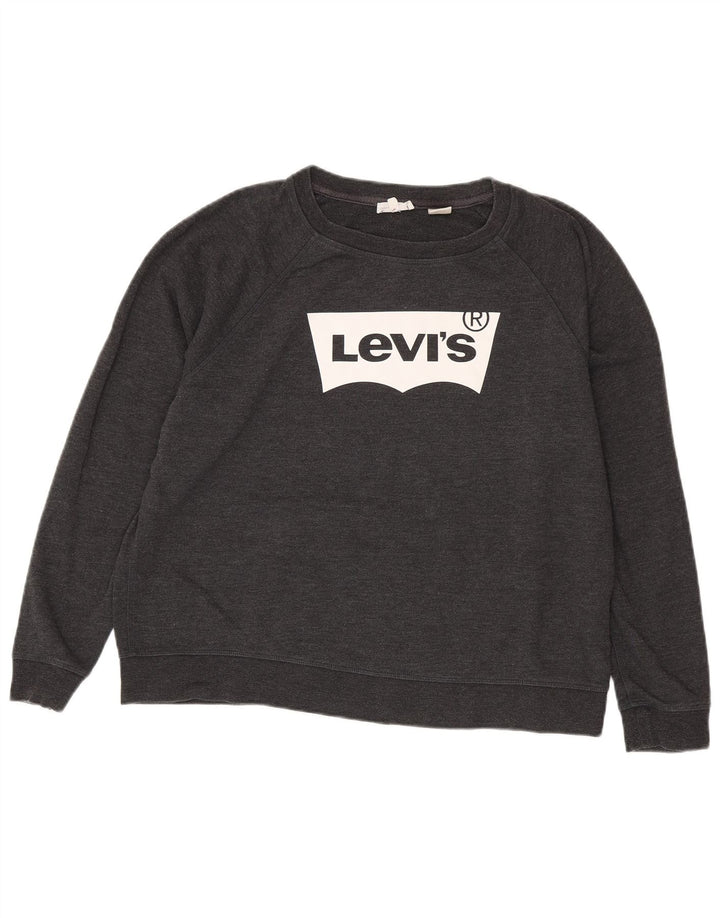 Levi's Sudadera gráfica para mujer Jumper UK 18 XL Algodón gris