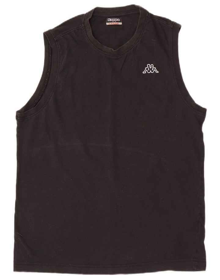 Kappa Hombre Chaleco Top Grande Negro Algodón