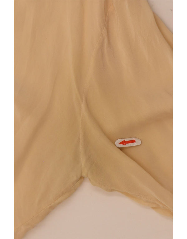 Vintage mujer camisa blusa Reino Unido 18 XL seda beige