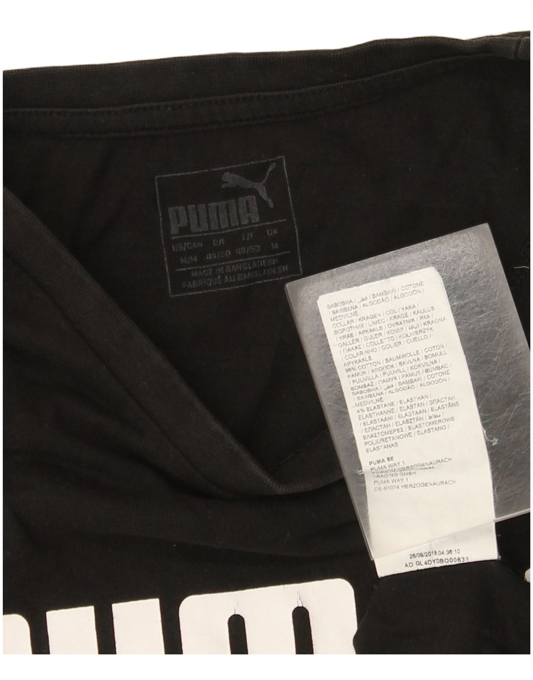 Puma Camiseta gráfica para hombre Top Medium Black Cotton
