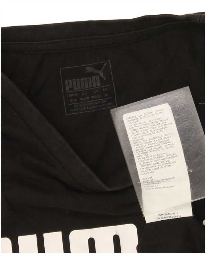 Puma Camiseta gráfica para hombre Top Medium Black Cotton