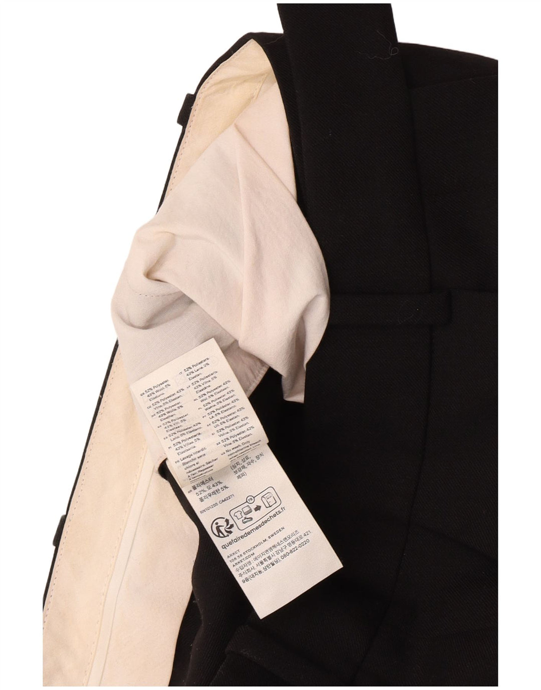 Vintage mujer traje recto pantalones EU 38 Medio W28 L30 Poliéster negro