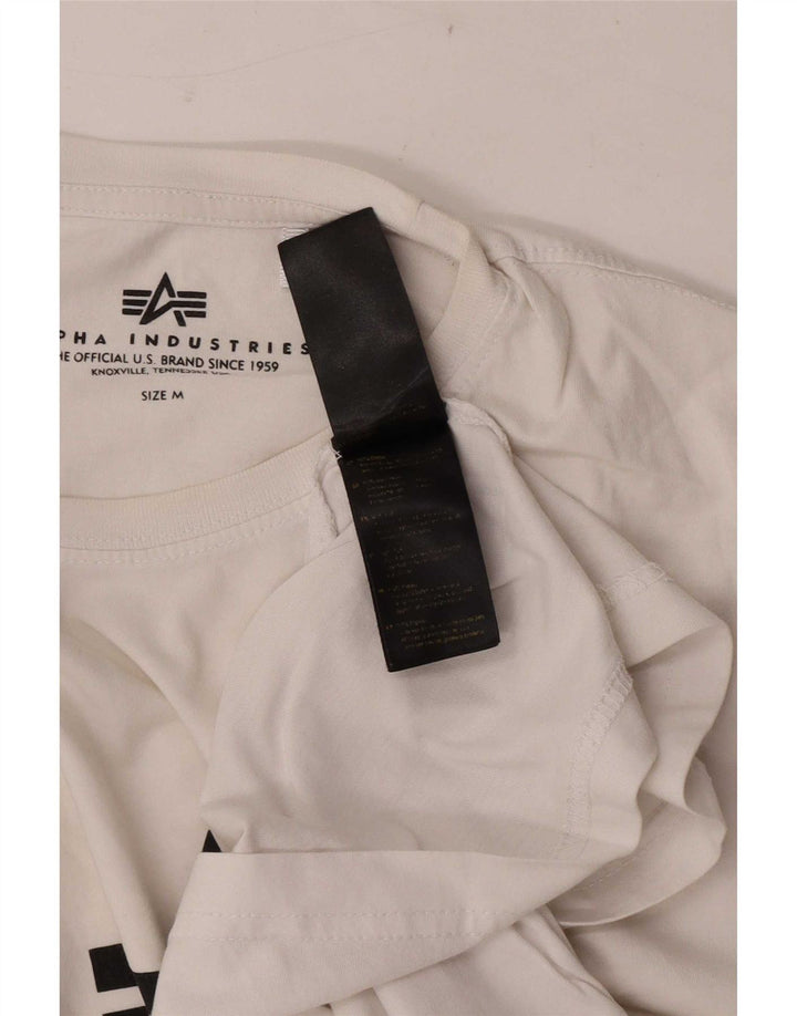 Alpha Industries Camiseta gráfica para hombre Top Algodón blanco mediano