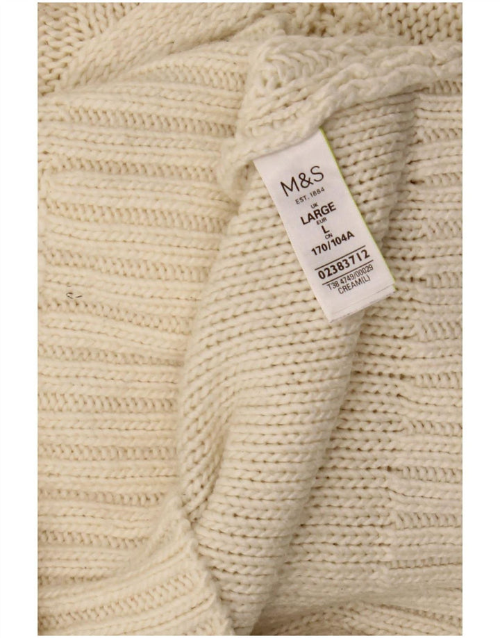 Marks & Spencer Suéter tipo jersey con cuello alto para mujer UK 46 Large Off White