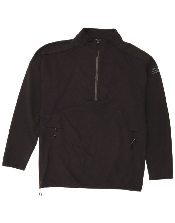 Adidas - Chándal con cremallera y cuello para hombre, talla grande, poliéster negro