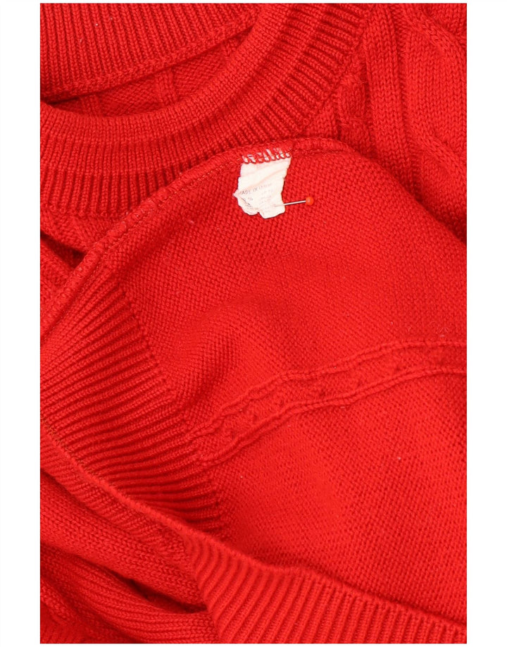 Vintage hombres cuello redondo jersey suéter XL lana roja