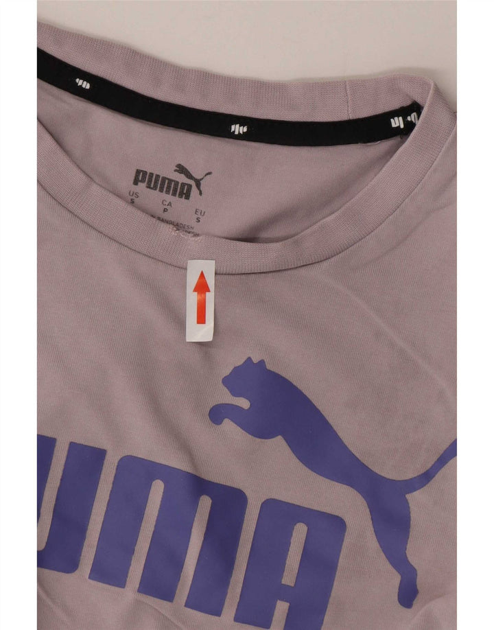 Puma Mujer Crop Graphic Camiseta Top UK 10 Small Gris