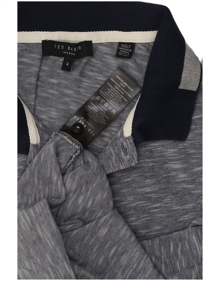 Ted Baker Polo para hombre talla 4 grande algodón moteado azul marino