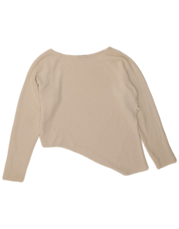 Zara Womens Oversized Asymmetric Top Long Sleeve UK 10 Small Off White