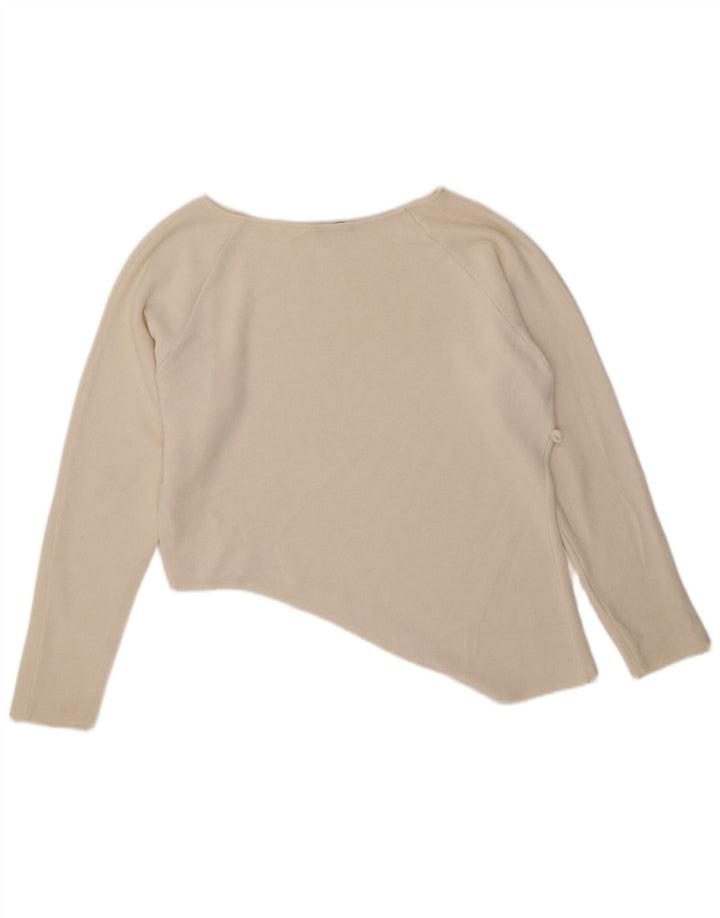 Zara Mujer Top Asimétrico Extragrande Manga Larga UK 10 Small Off White
