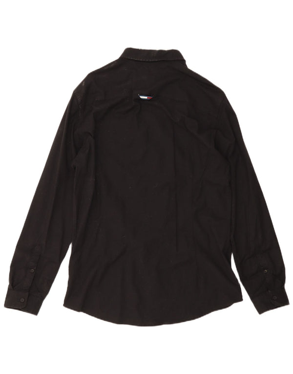 Tommy Hilfiger Camisa Slim Fit para Hombre Algodón Negro Grande