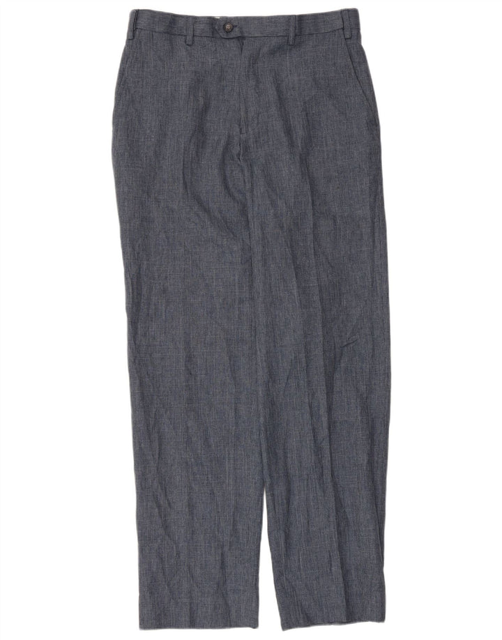 Marks & Spencer Pantalón de traje de corte regular para hombre W32 L33 Poliéster azul