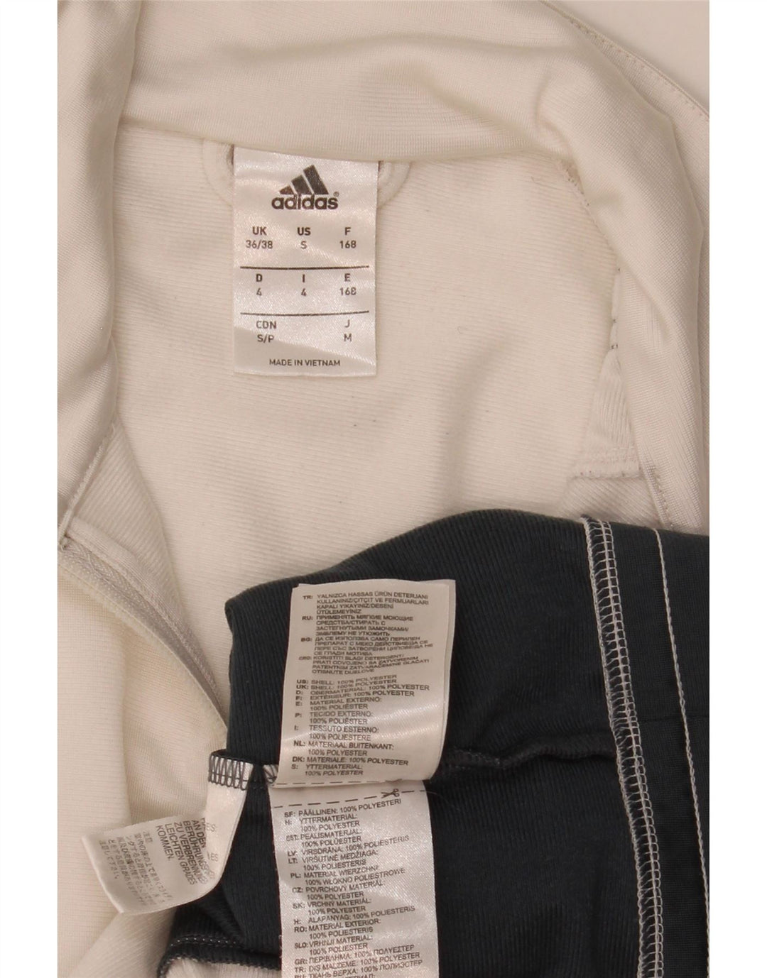 Adidas Hombre Chándal Top Chaqueta UK 36/38 Small Blanco Colorblock Poliéster