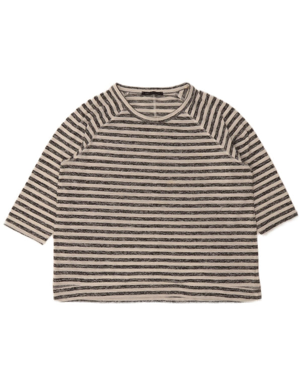 Marks & Spencer Top para mujer manga 3/4 UK 46 Grande Blanco Rayas