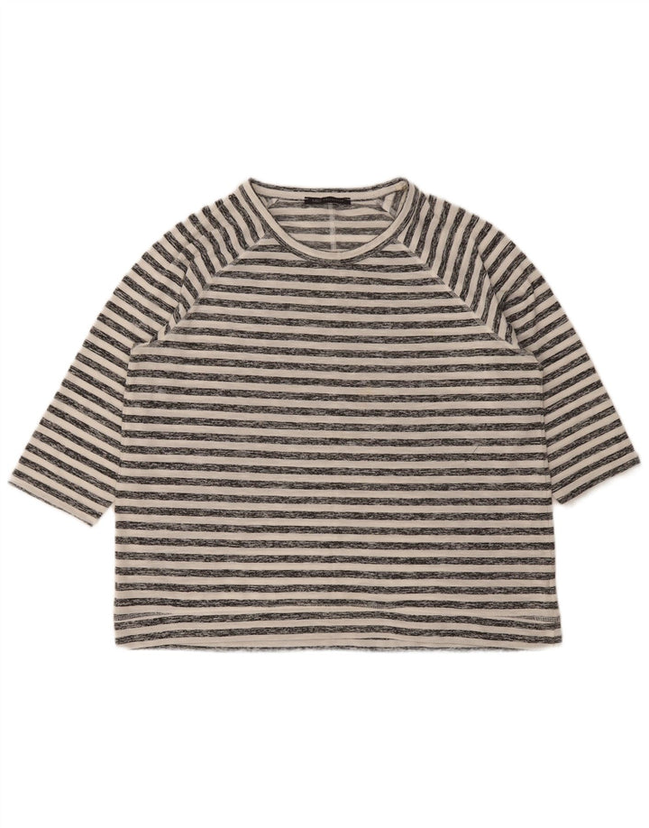 Marks & Spencer Top para mujer manga 3/4 UK 46 Grande Blanco Rayas