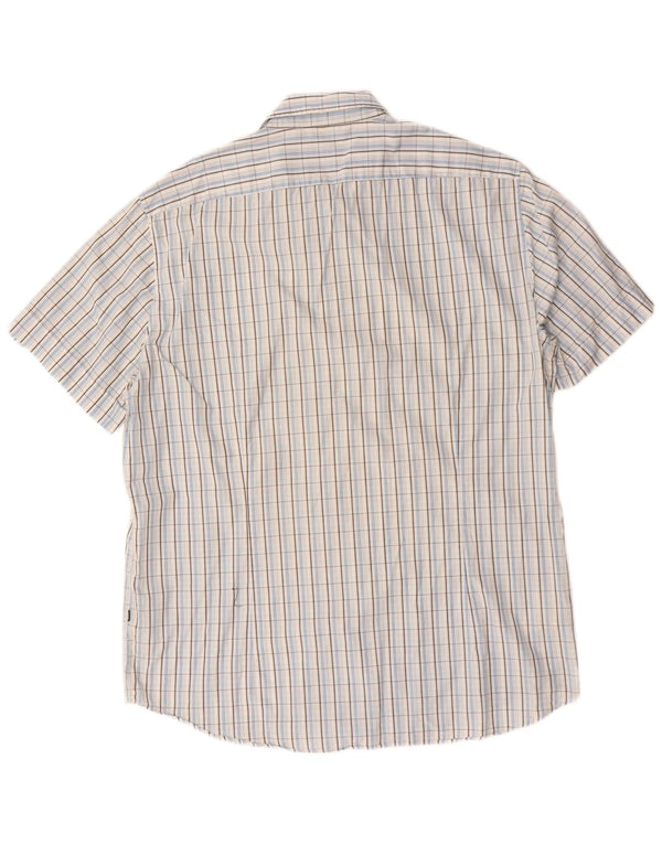 Hugo Boss Mens Short Sleeve Shirt XL Blue Check Cotton