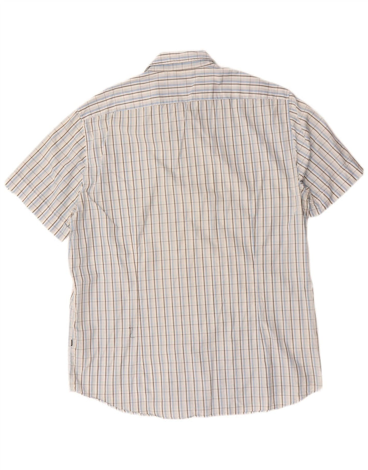 Camisa Hugo Boss Hombre Manga Corta XL Algodón Cuadros Azul