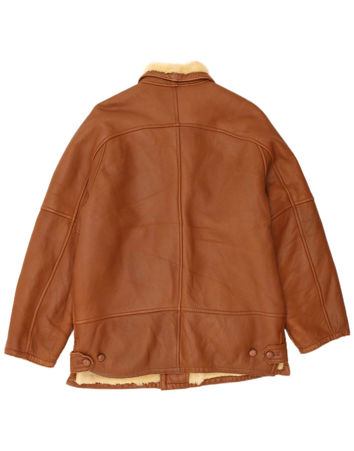 Vintage mujer shearling chaqueta IT 50 grande marrón shearling