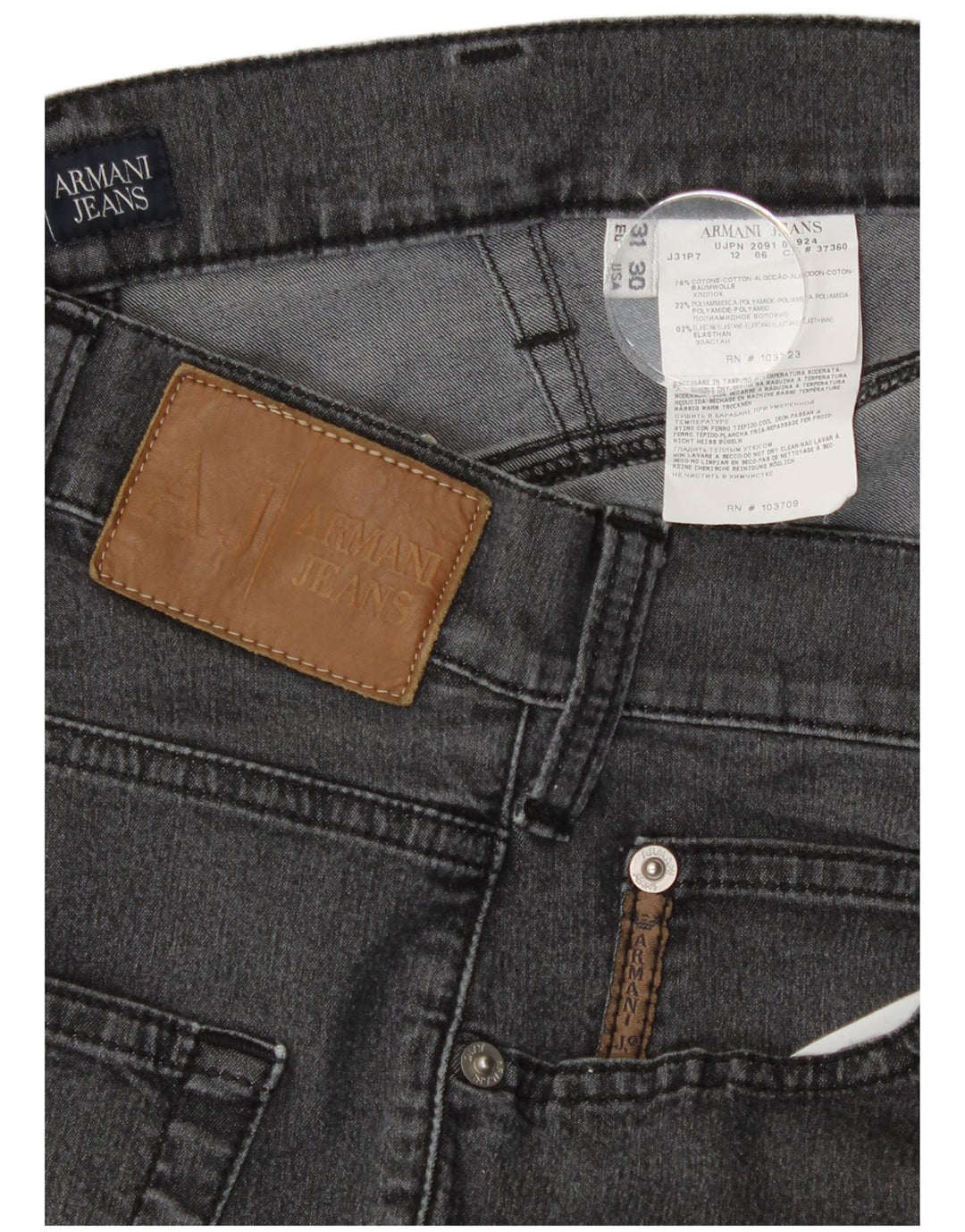 Jeans Armani Mujer Rectos W31 L30 Gris Algodón