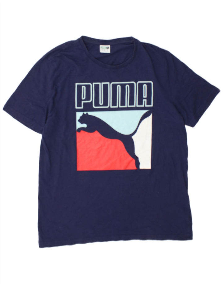 Puma - Camiseta gráfica para hombre, talla grande, algodón azul marino