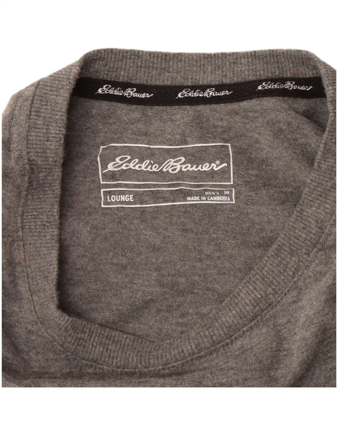 EDDIE BAUER Camiseta Hombre Manga Larga Algodón Gris Medio