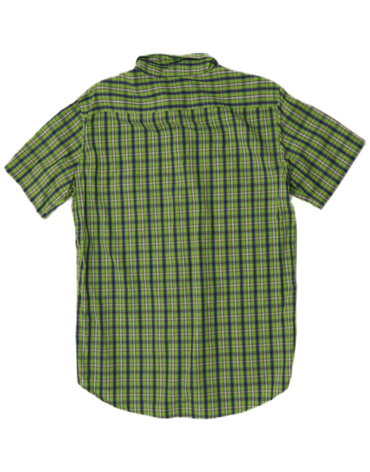 Camisa Carrera Regular Fit De Manga Corta Para Hombre Algodón A Cuadros Verde Grande