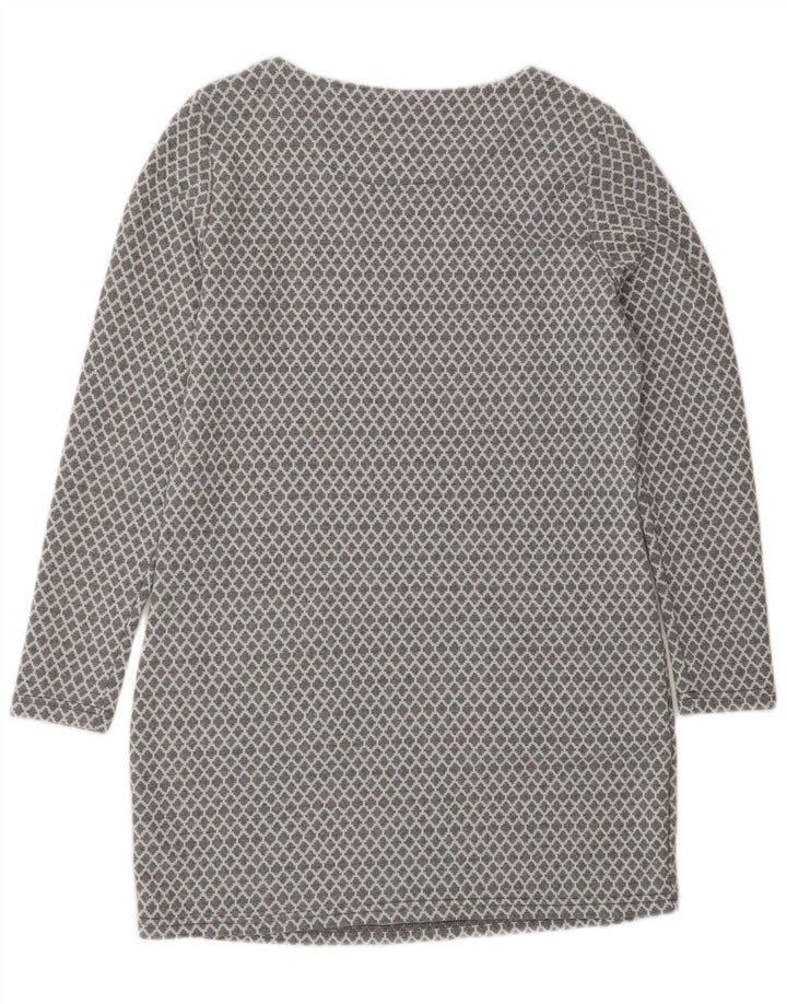 Joules Vestido básico de manga larga para mujer UK 40 Pequeño gris Algodón geométrico