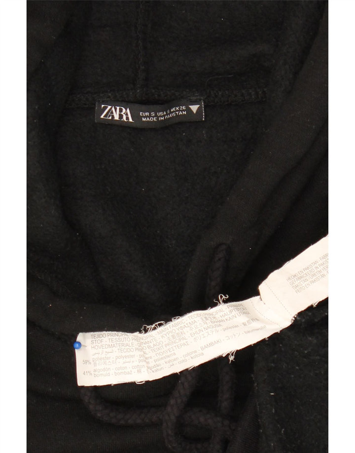 Zara Mujer Sudadera con Capucha Extragrande UK 10 Small Poliéster Negro