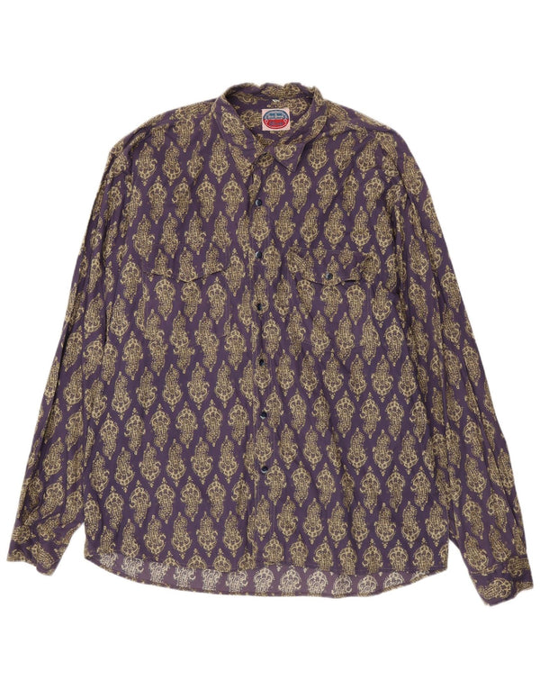 Camisa vintage para hombre 2XL Púrpura Paisley Algodón