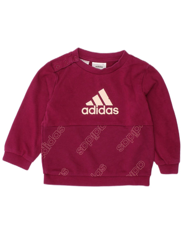 ADIDAS Sudadera gráfica para bebés niñas 9-12 meses Algodón burdeos