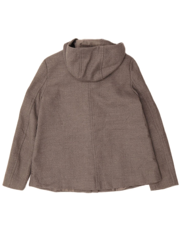 Zara Mujer Chaquetón Holgado Con Capucha UK 6 XS Gris