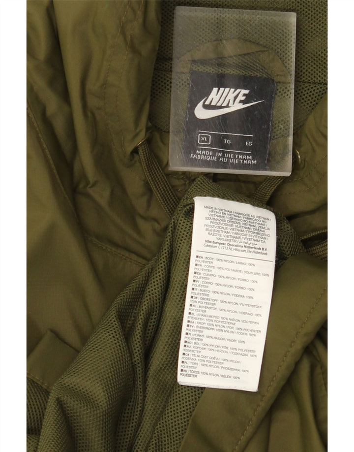 NIKE Chaqueta impermeable con capucha para hombre UK 42 XL Caqui Nylon