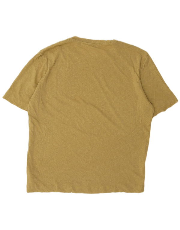 Massimo Dutti Camiseta Mujer Top UK 20 2XL Lino Amarillo