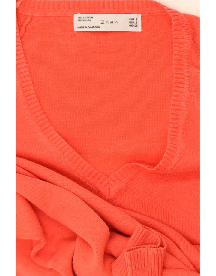 Zara - Jersey con cuello en V para mujer, talla 10, color rojo