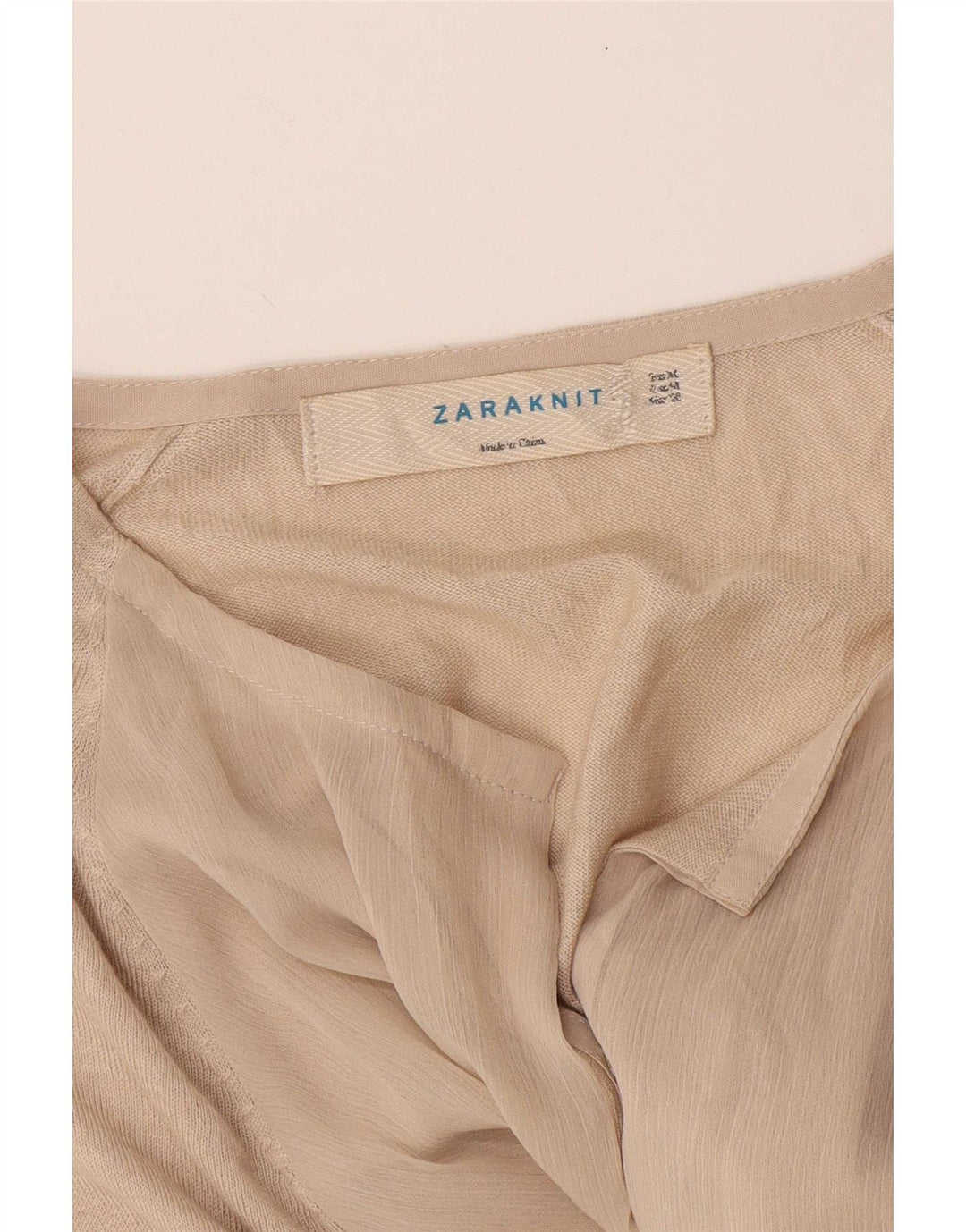 Zara Mujer Cárdigan De Manga Larga Top UK 42 Medium Beige