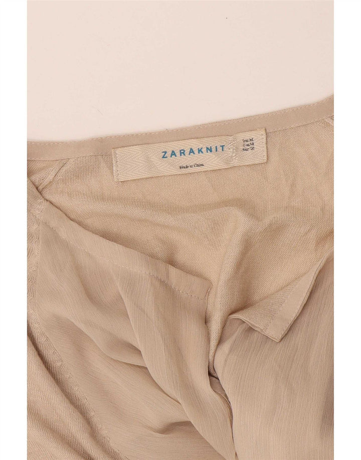Zara Mujer Cárdigan De Manga Larga Top UK 42 Medium Beige