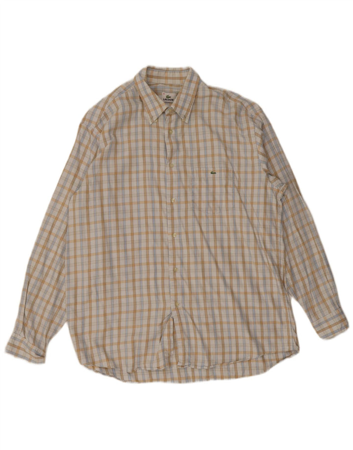 Camisa Lacoste Hombre Talla 44 XL Cuadros Blanco Roto